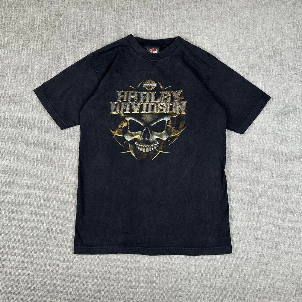Y2K Harley Davidson skull tribal black T-shirt